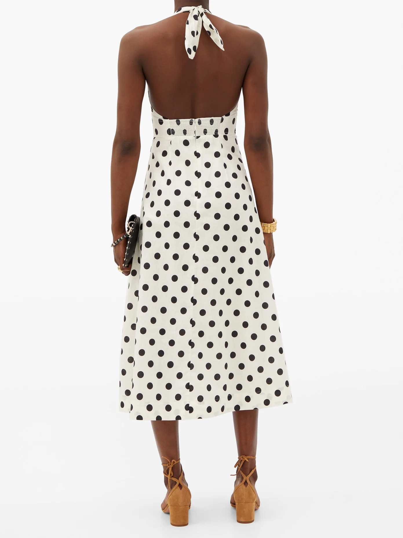 Bellitude polka-dot linen-blend dress - 5