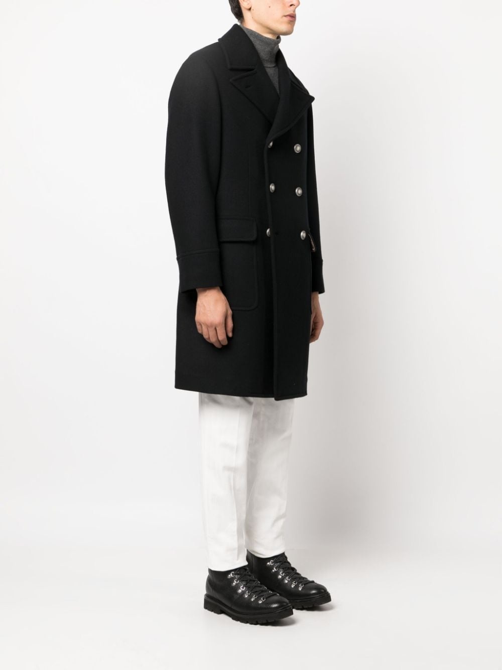 double-breasted wool-blend coat - 3