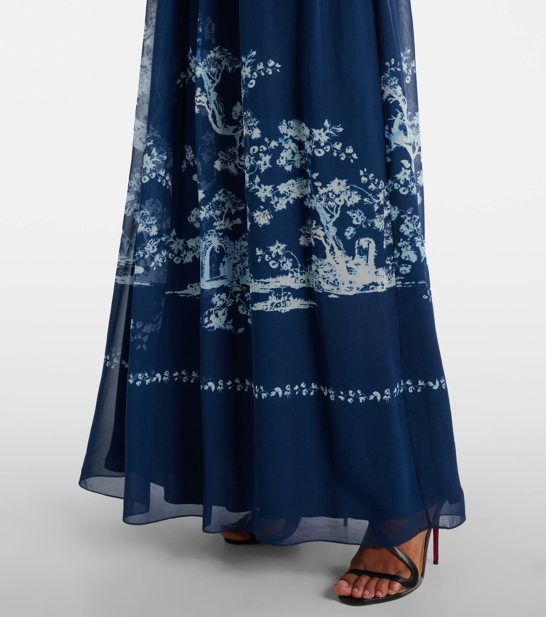 Floral ruched silk gown - 6