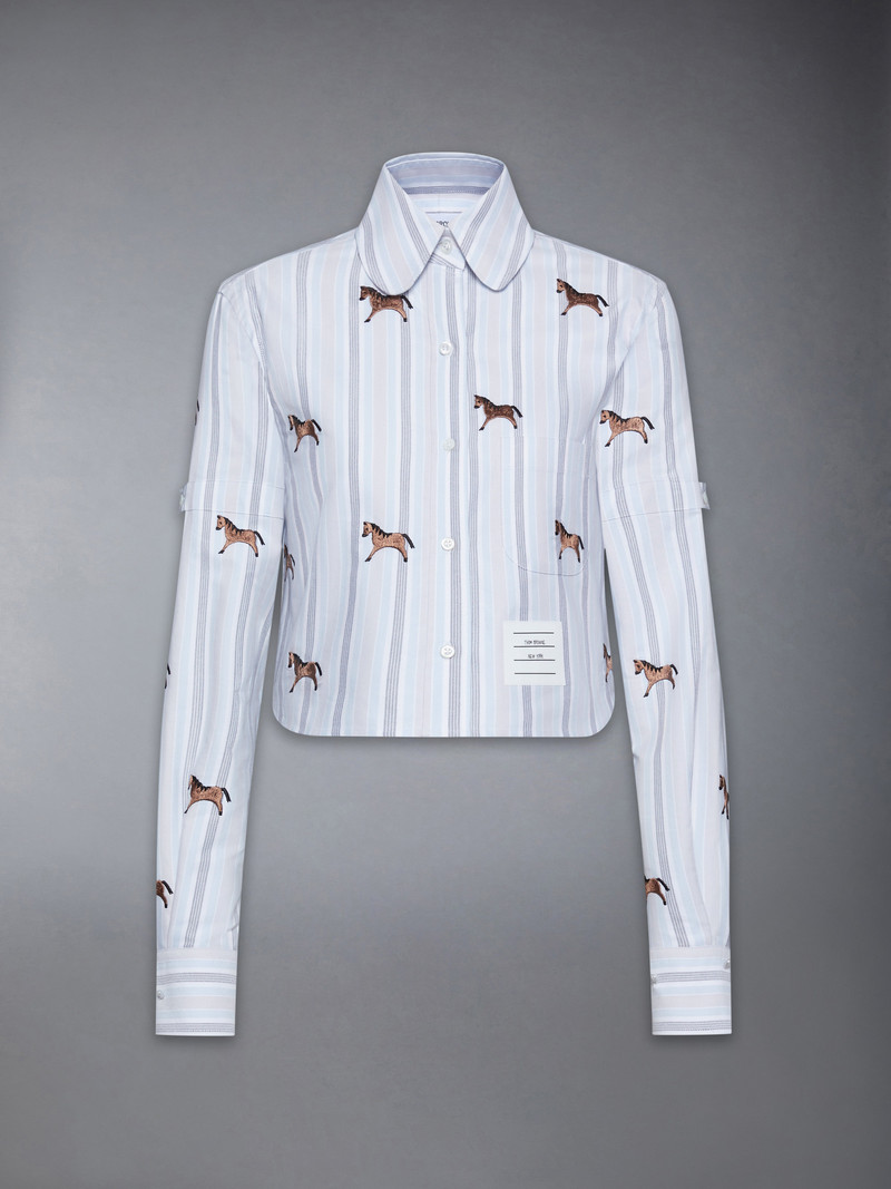 LUNAR NEW YEAR HORSE 4-BAR CROPPED OXFORD SHIRT 1