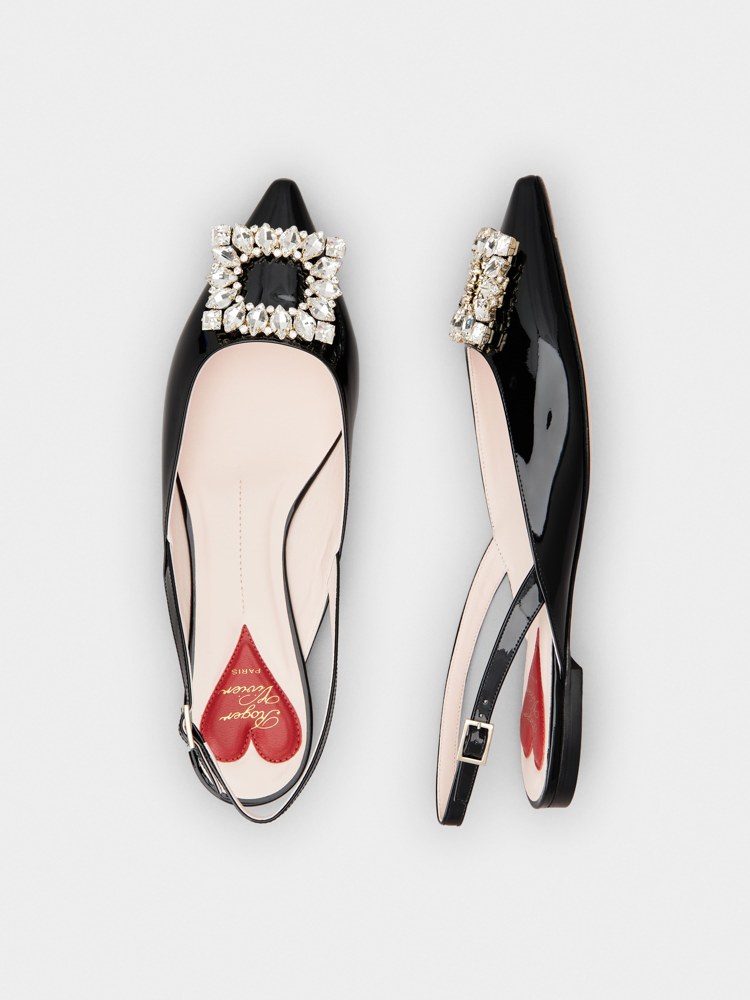 Strass Buckle Slingback Ballerinas in Patent Leather - 4