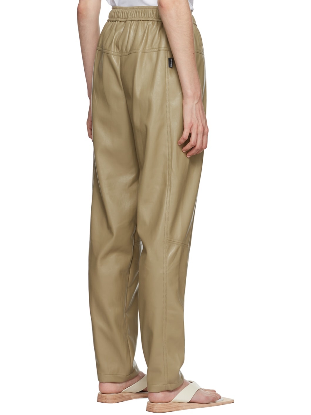 Khaki Jogger Faux-Leather Pants - 3