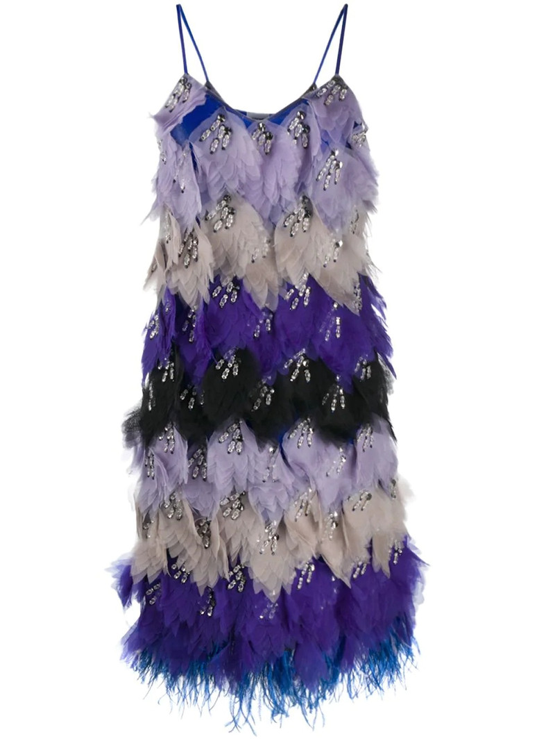 x Koché embellished feather dress 1