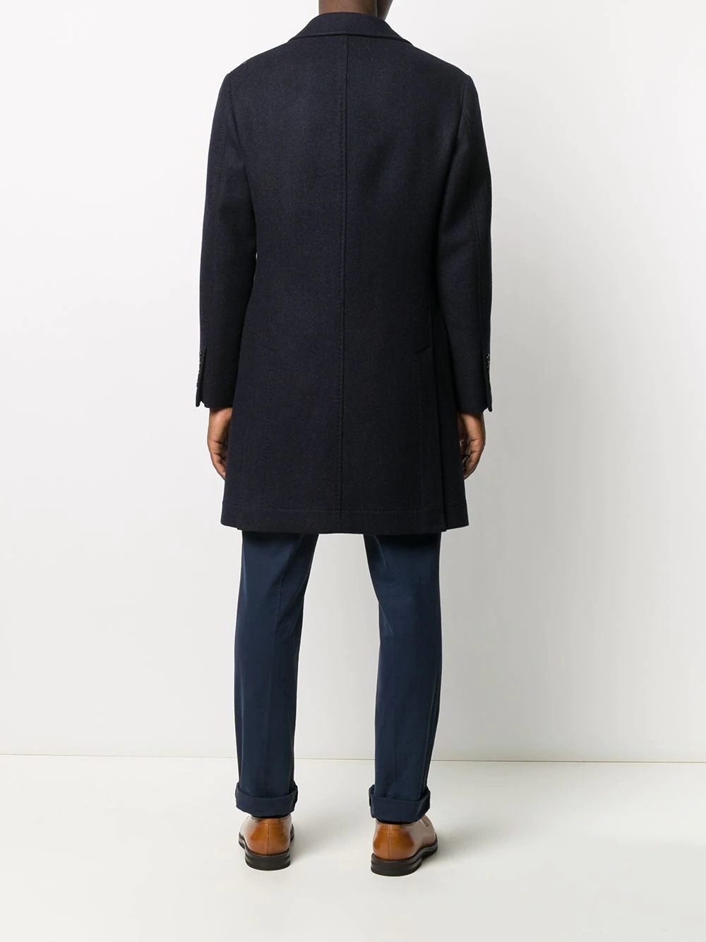 long-sleeve wool coat - 4