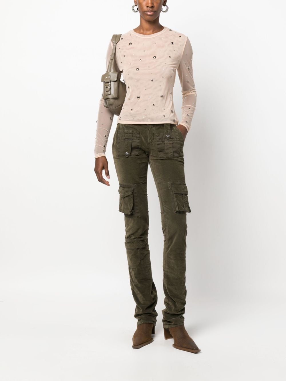 low-rise skinny cargo trousers - 2