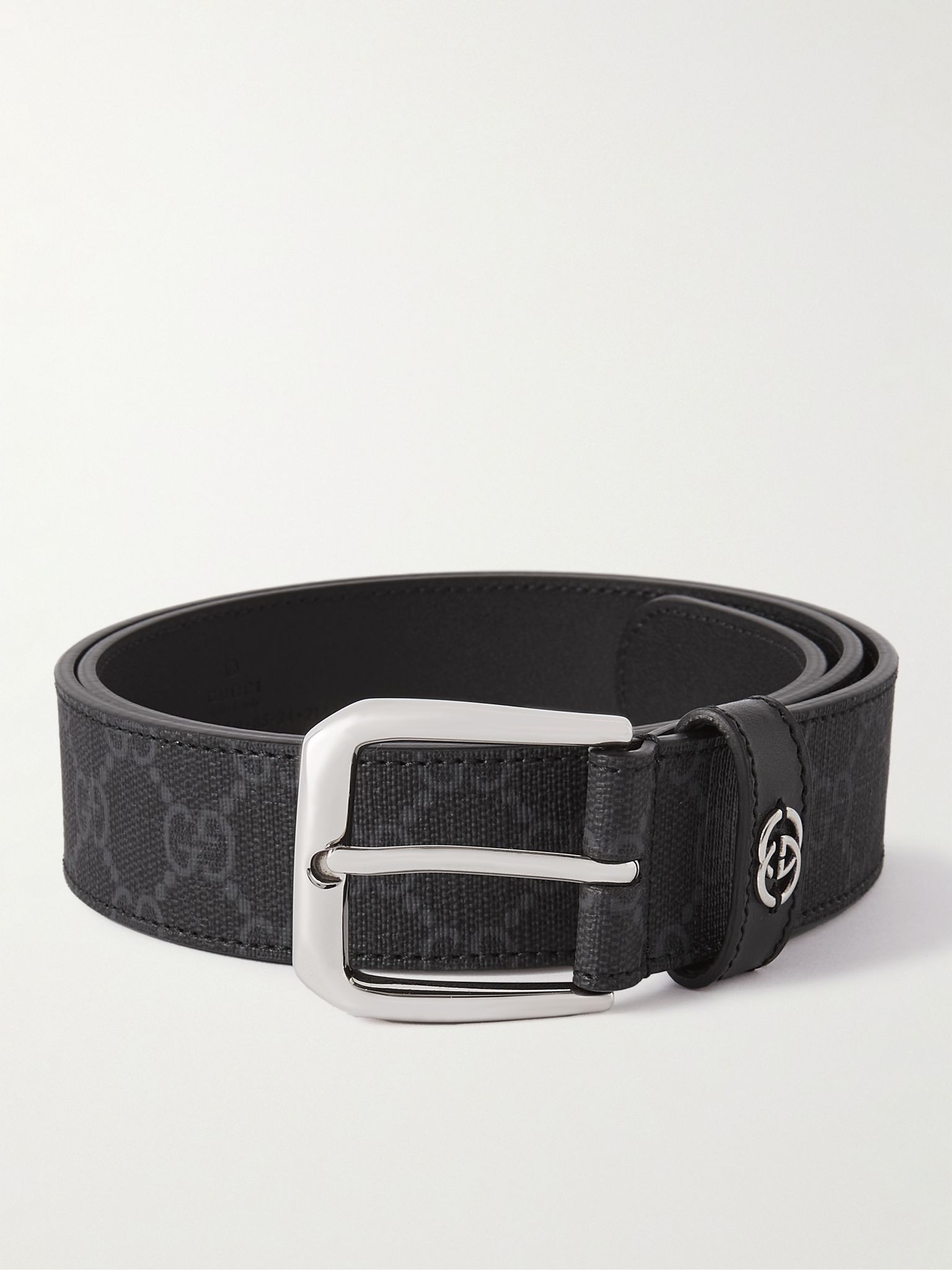 3.5cm Monogrammed Leather Belt Black - 1