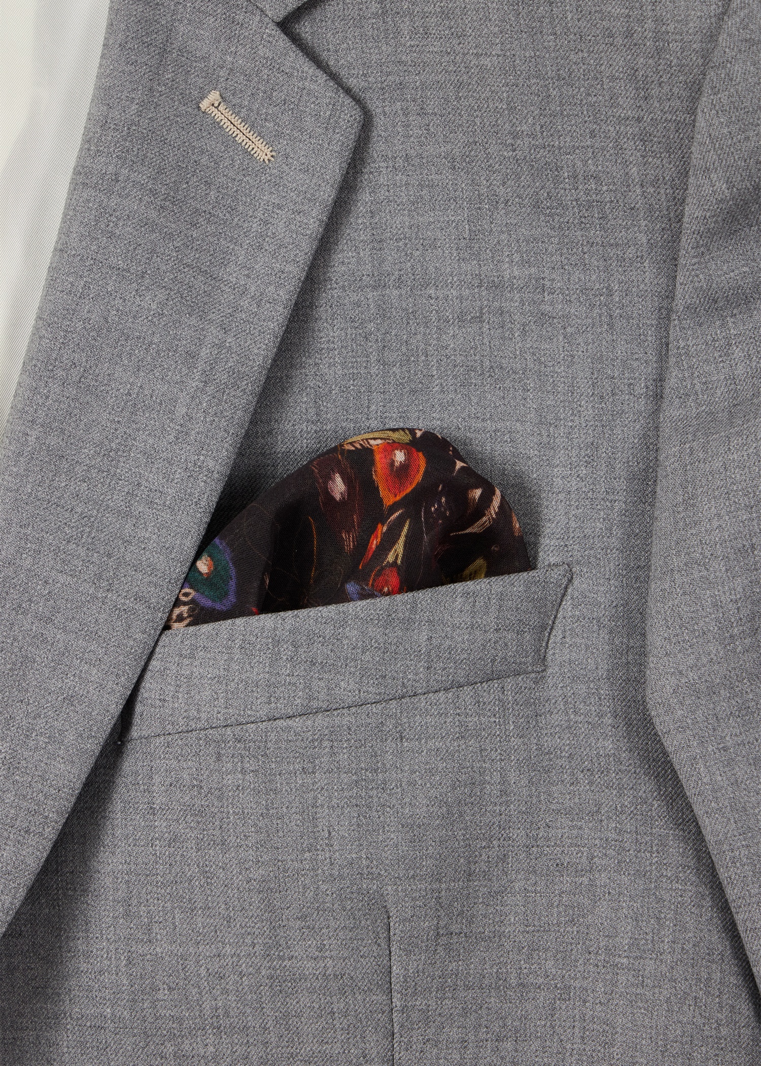 Black 'Sketchbook Botanical' Pocket Square - 3