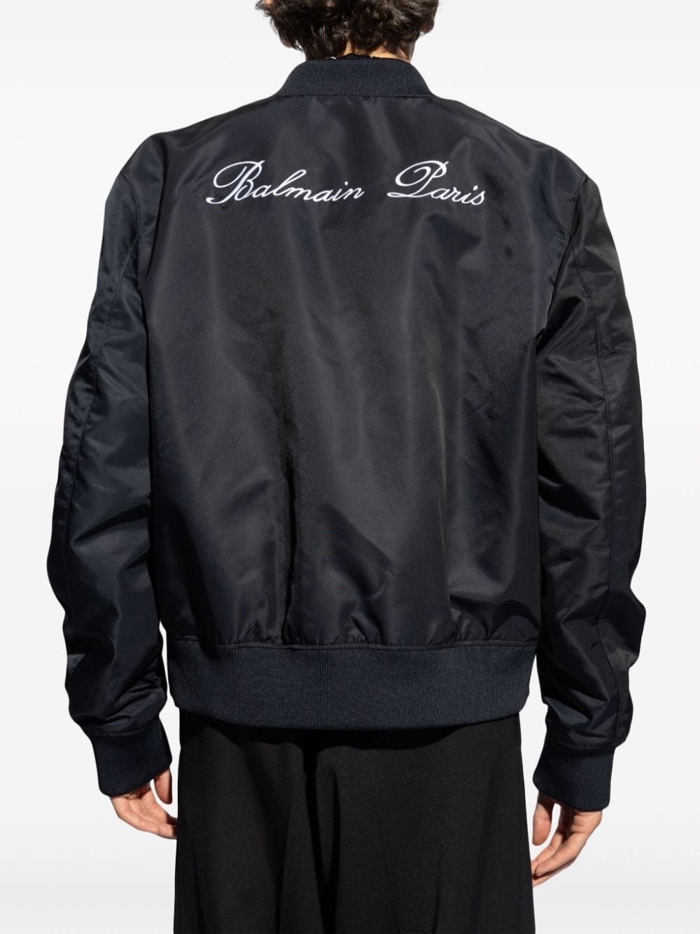 logo-embroidered bomber jacket - 4