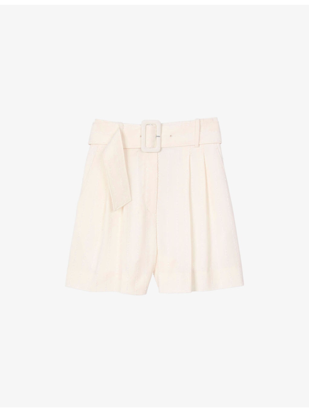 Sequin-Embellished Belted Woven Shorts - 1
