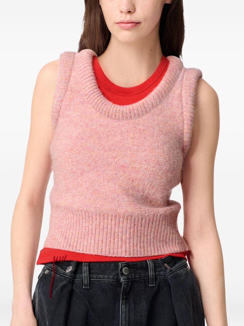 Anna ribbed-hem cropped sleeveless vest - 5