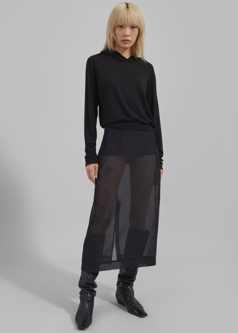 Yara Sheer Midi Skirt - Black 5