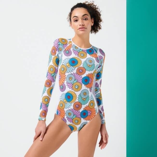 Women Long-Sleeves One-piece Rashguard Marguerites - 3