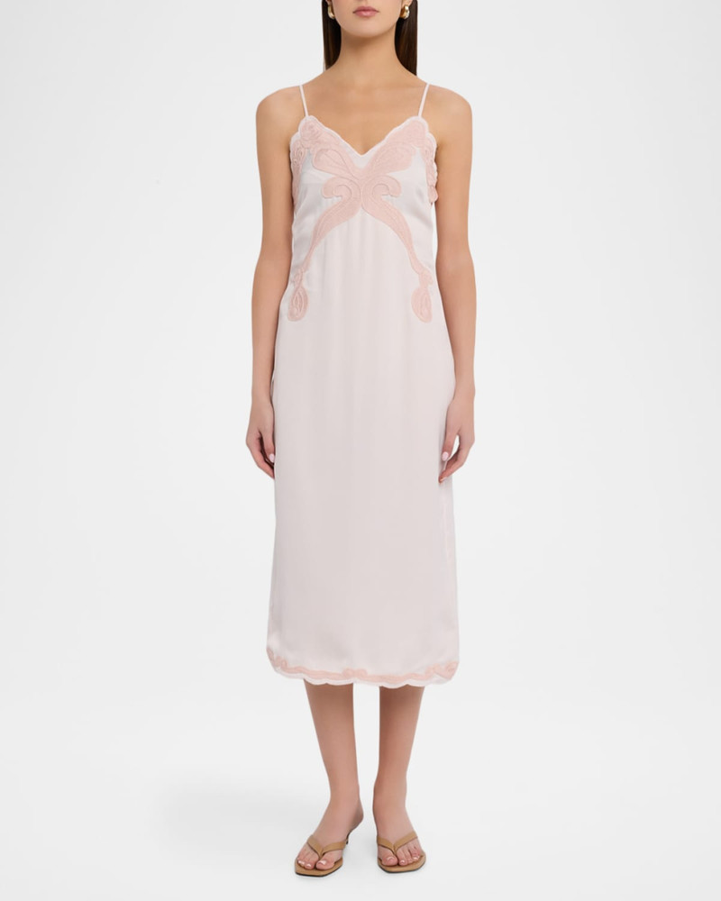 rag & bone Ann Embroidered Satin Slip Dress outlook