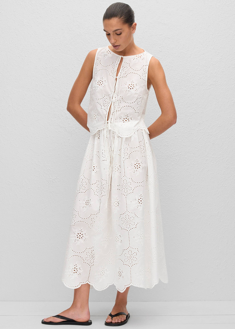 Matteau Broderie Tie Blouse - White 13
