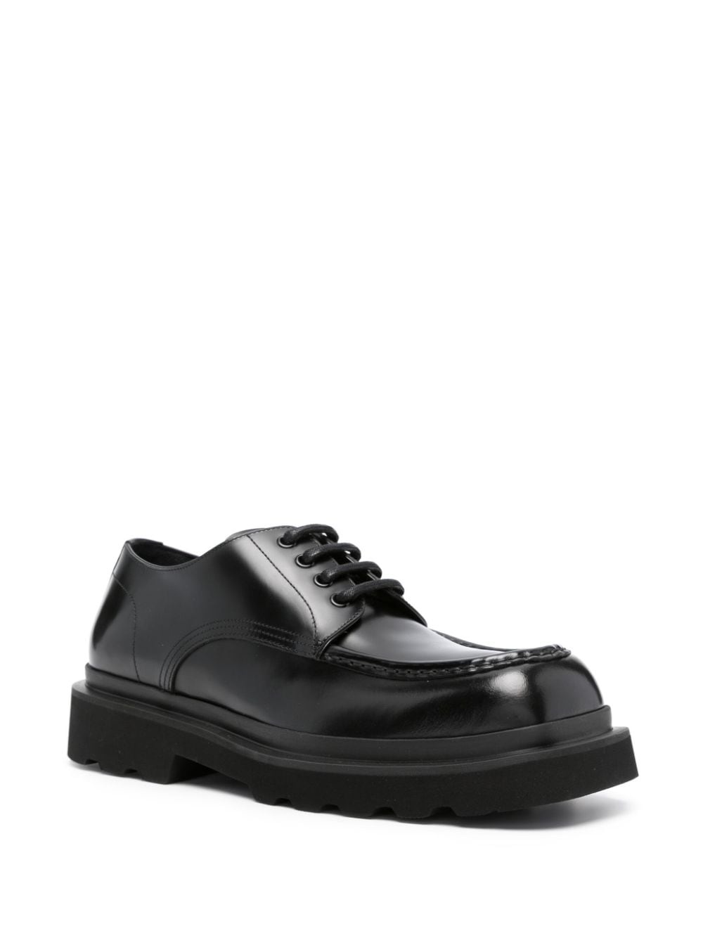 square-toe leather derby shoes - 2