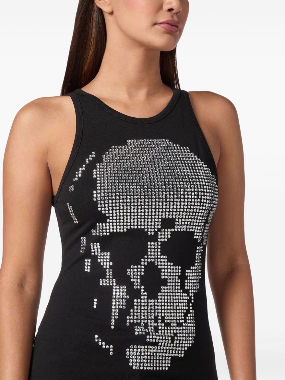 skull-embellished ribbed tank top - 4