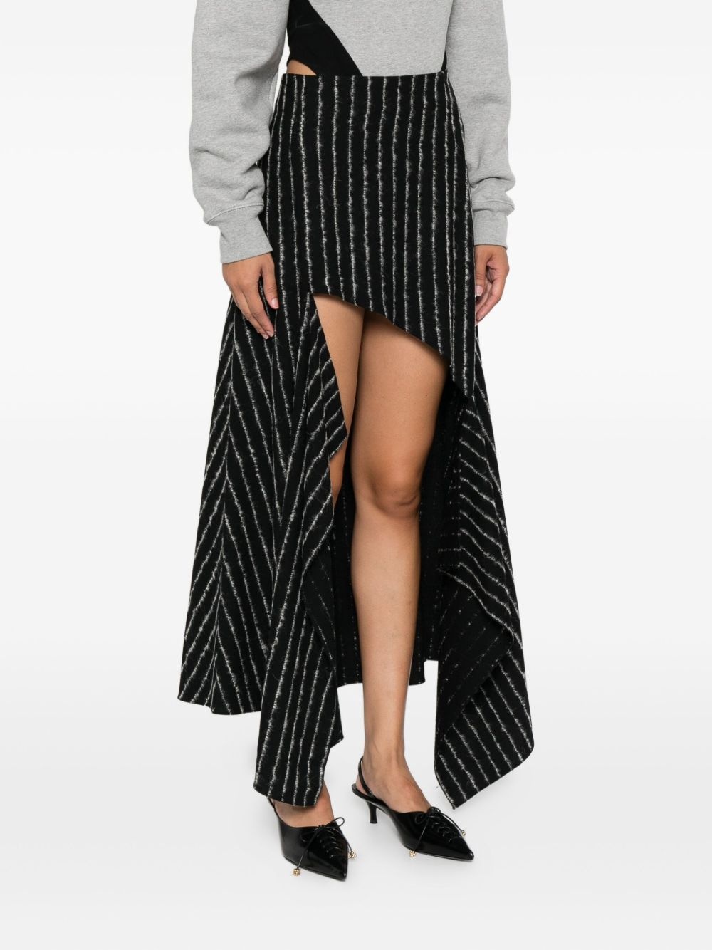 pinstripe asymmetric skirt - 3