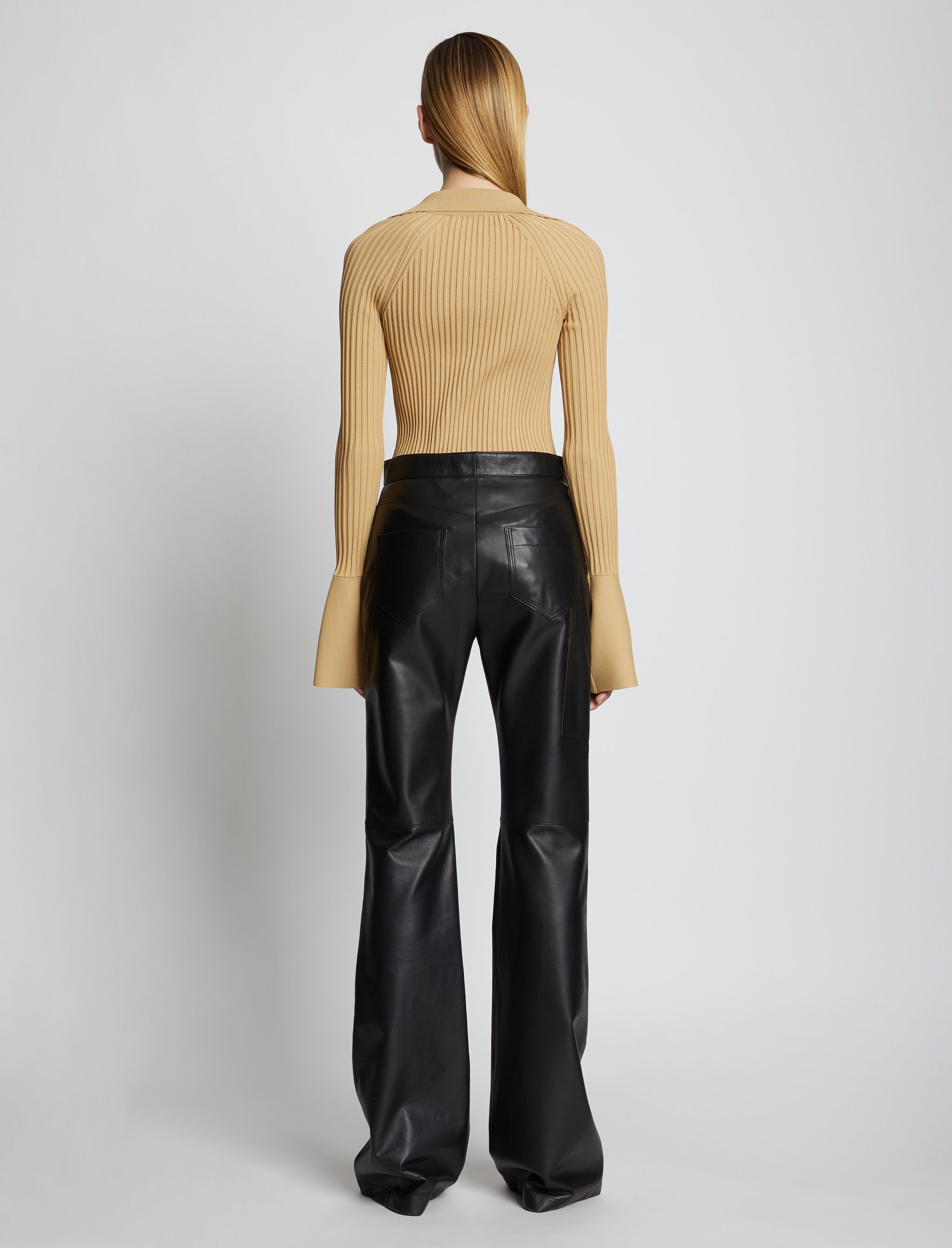 Rib Knit Collared Cardigan - 4
