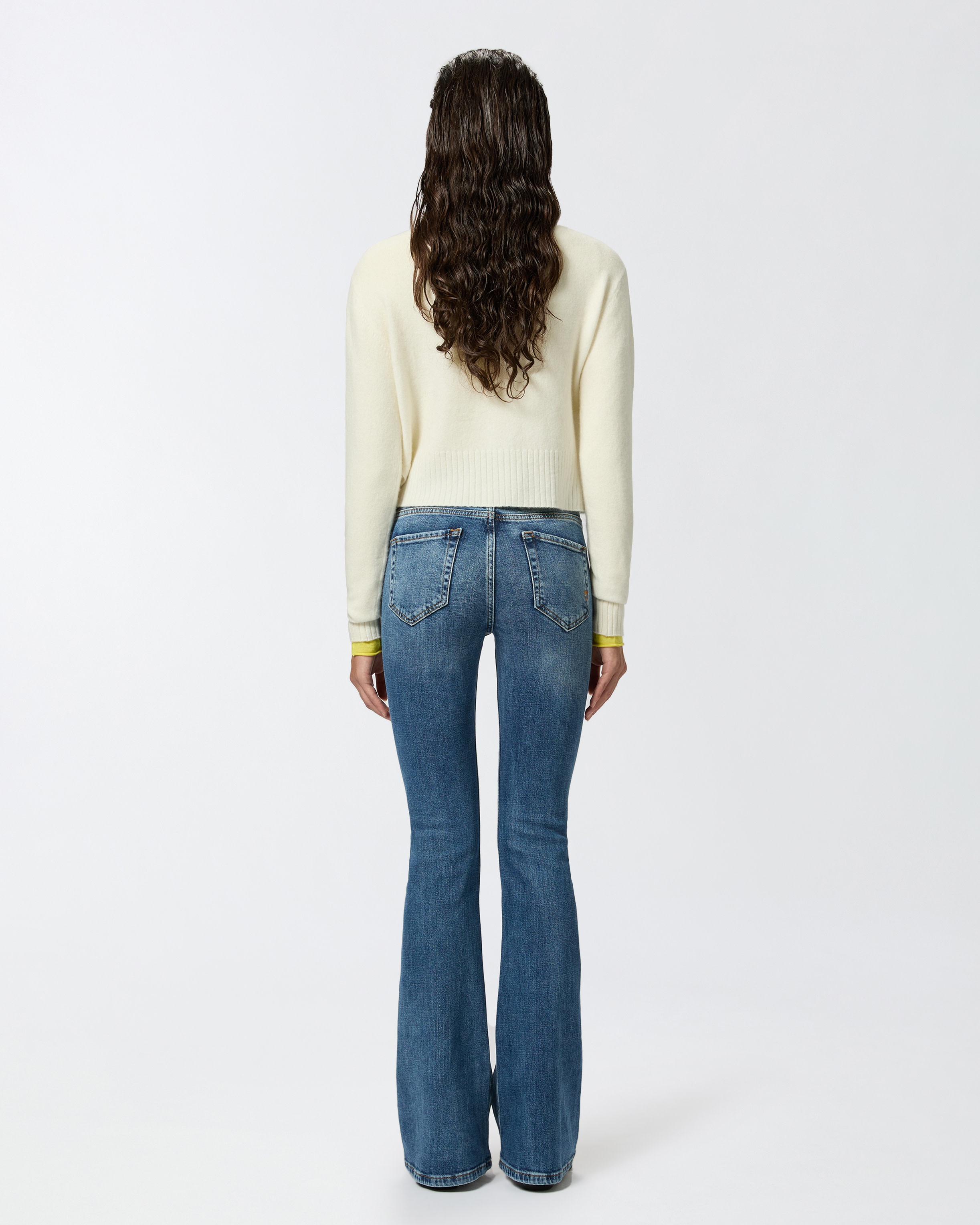 COMFORTABLE BLUE DENIM FLARED JEANS - 4