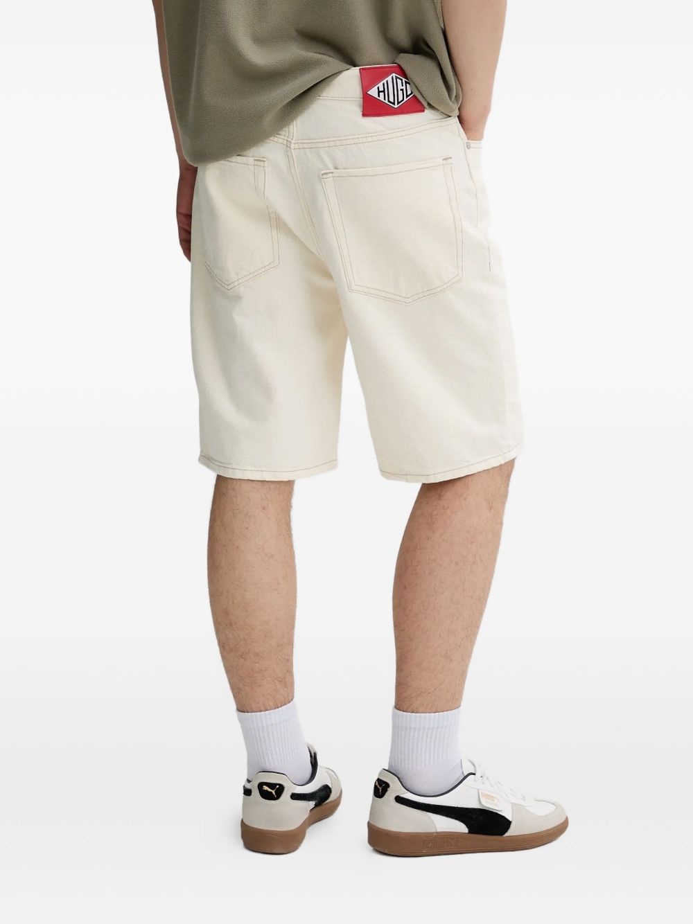 logo-patch denim shorts - 3