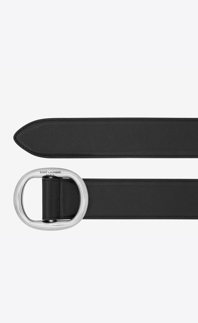 SAINT LAURENT oval buckle belt in smooth leather outlook