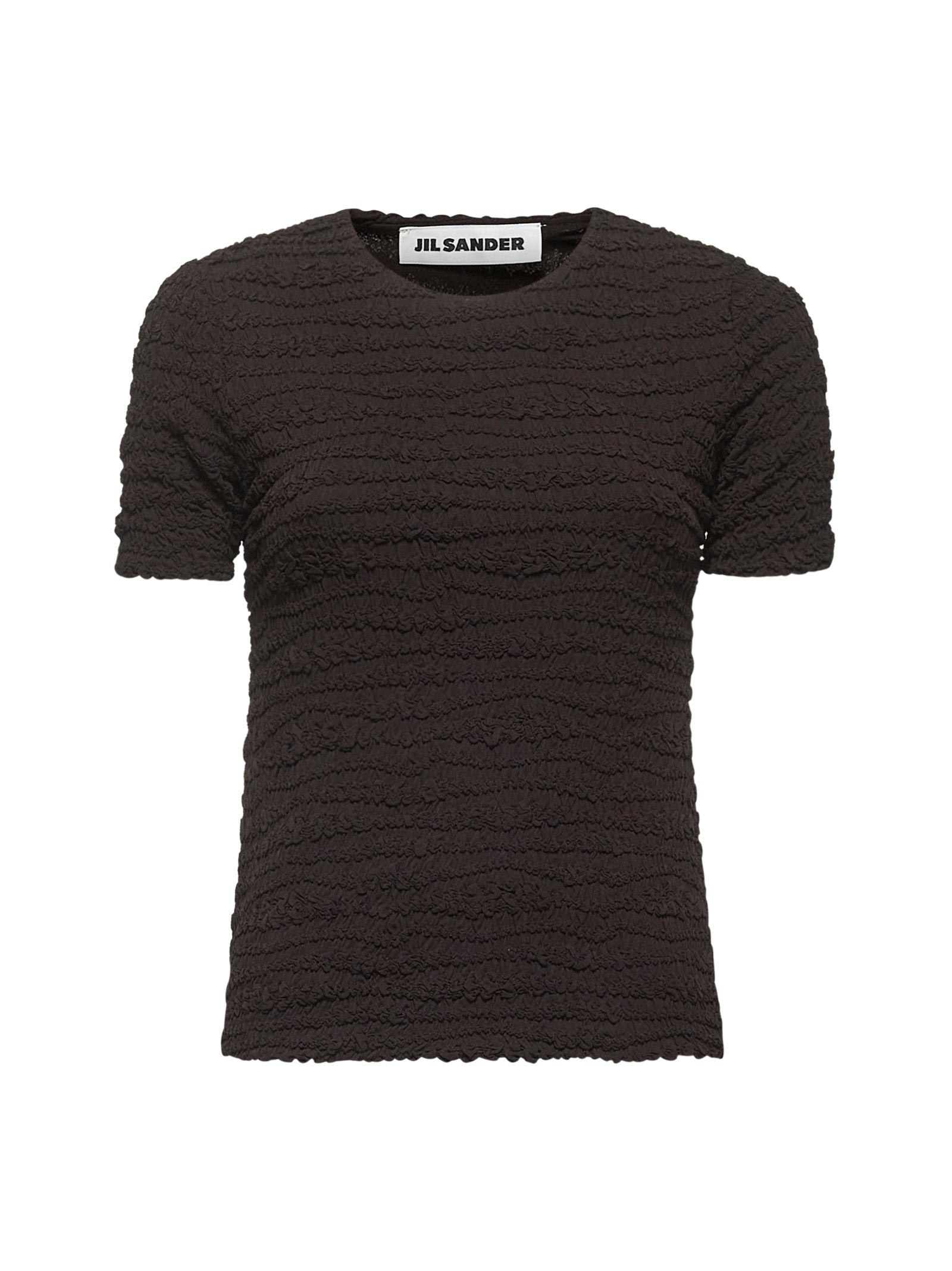 Jil Sander Women Brown Embroidered Crepe Jersey T-Shirt - 1