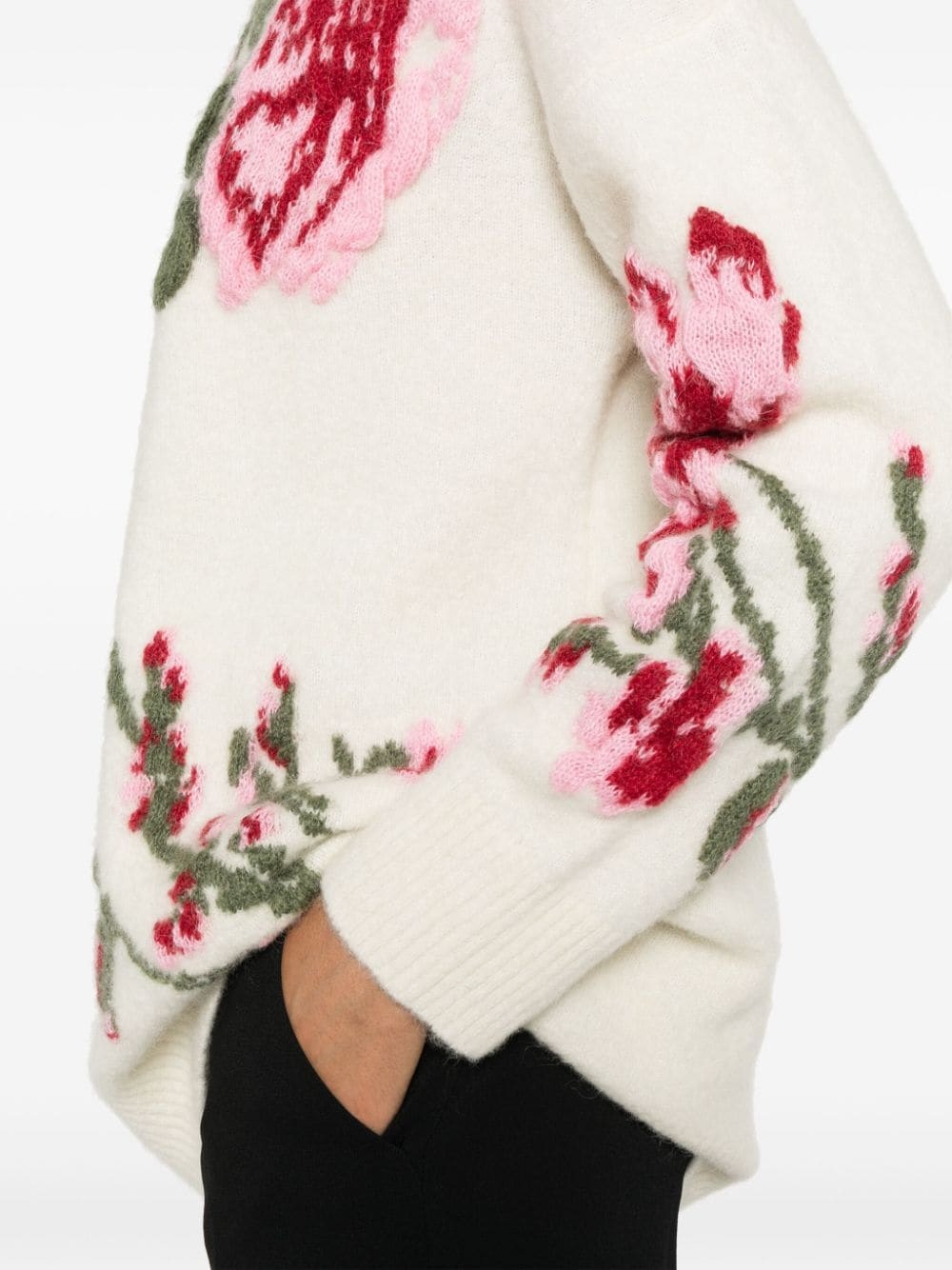 jacquard rose sweater - 5