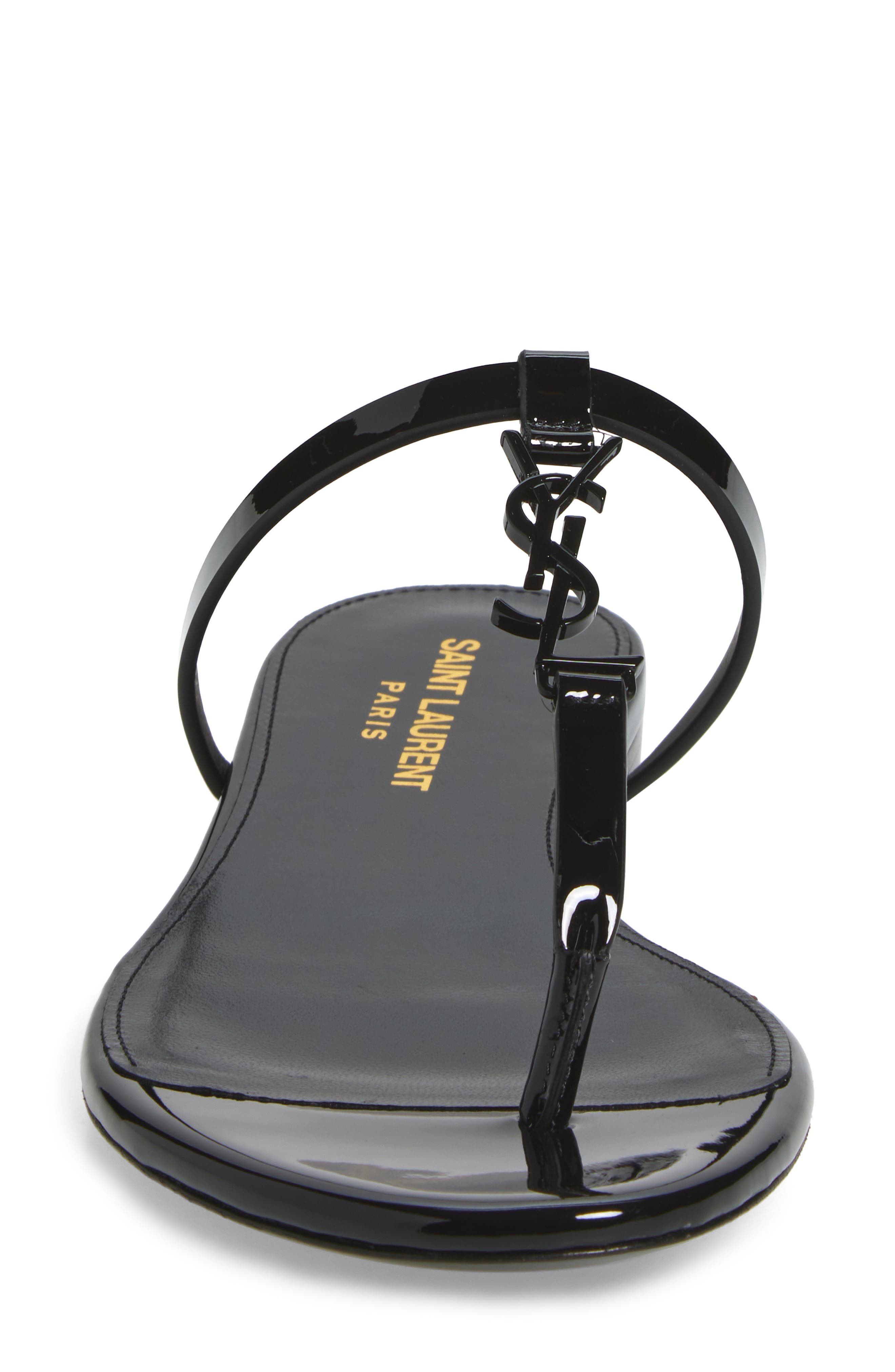 Saint Laurent Cassandra YSL Logo T-Strap Sandal in Black at Nordstrom - 4