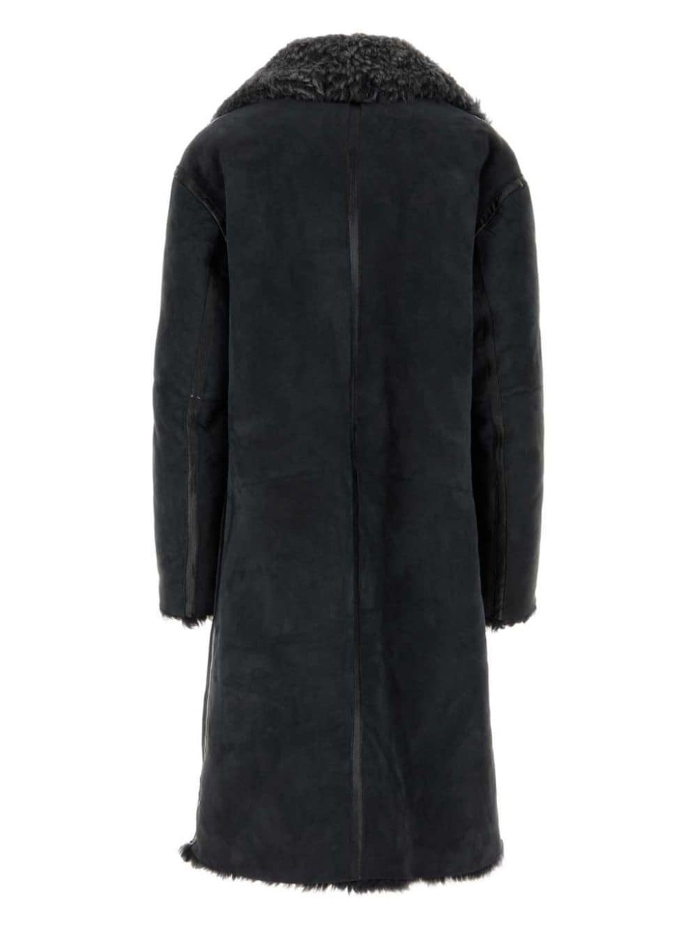 double-breasted suede coat - 2