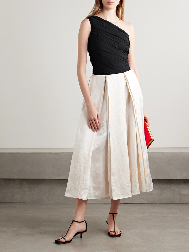 ABADIA Layal One-shoulder Ruched Crepe De Chine Top outlook