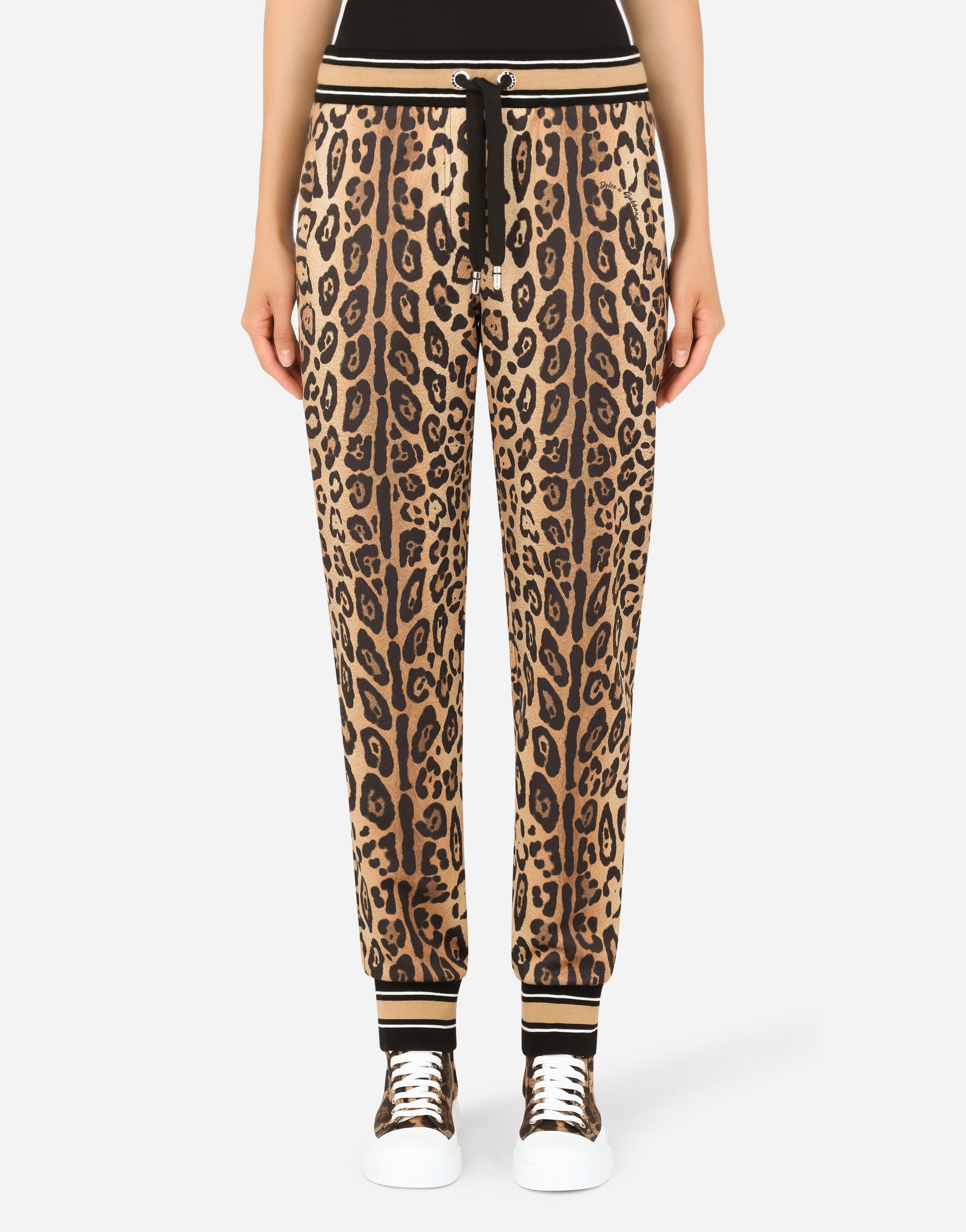 Jersey jogging pants with leopard print - 2