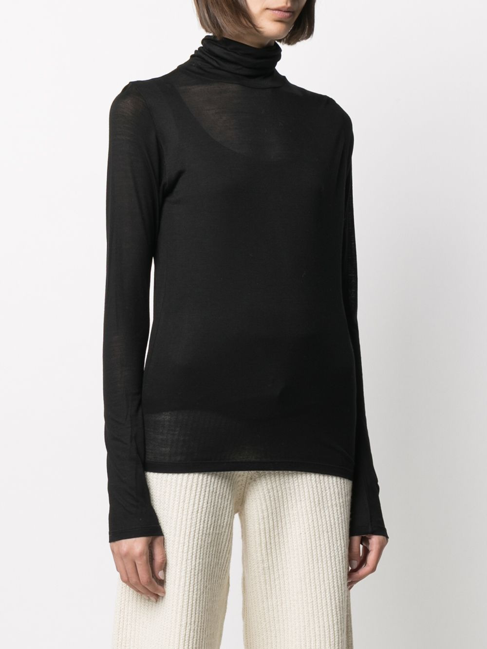 rollneck long-sleeve bamboo T-shirt - 3
