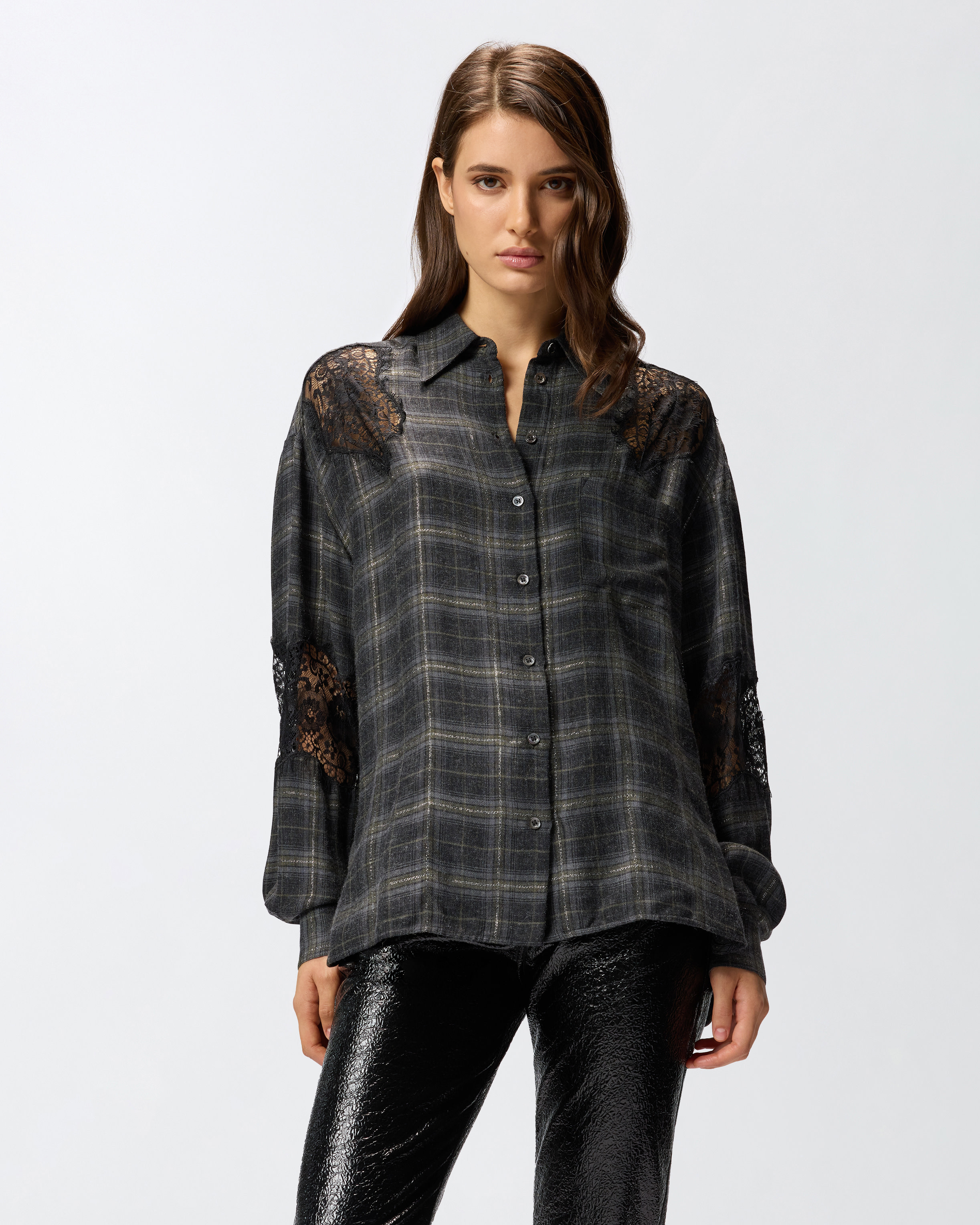 CHECK SHIRT WITH LACE - 2