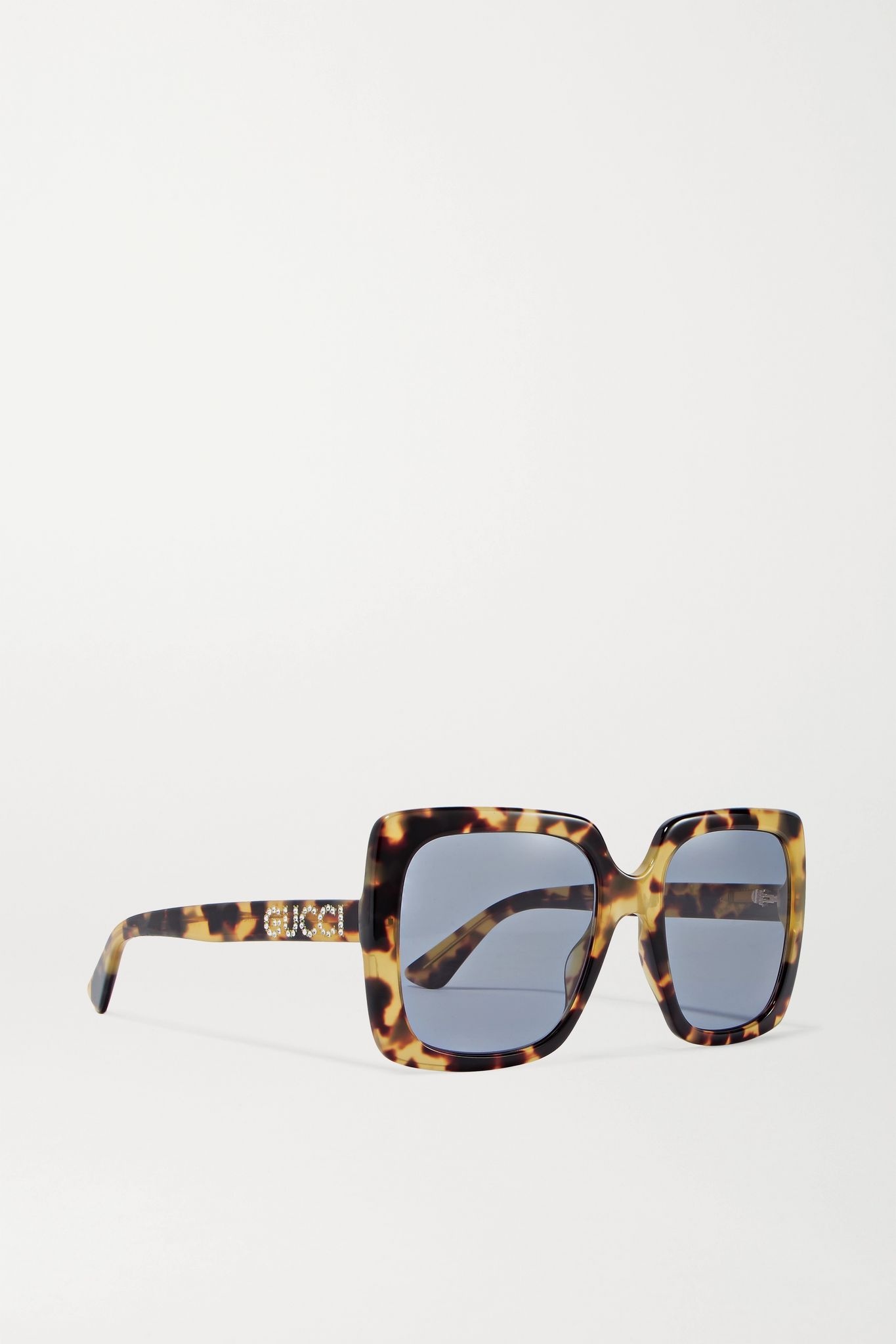 Oversized crystal-embellished square-frame tortoiseshell acetate sunglasses - 2