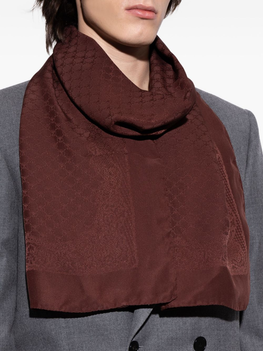 monogram-pattern silk scarf - 2