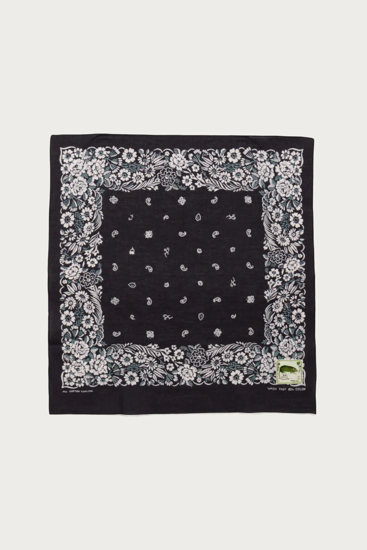 Fastcolor Selvedge Bandanna (CHURCHILL GARDEN) 30x30 - Black - 1