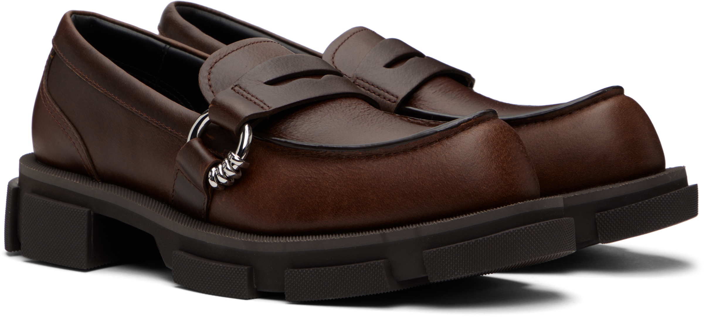 Brown Gao Pierced Loafers - 4