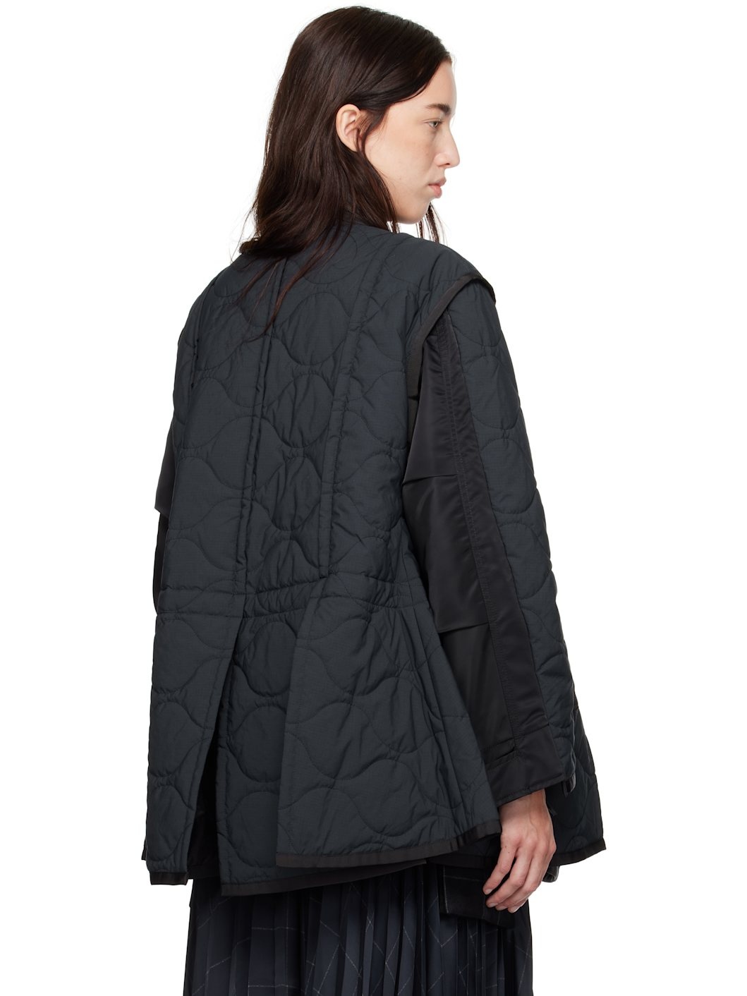 Navy & Black Rip Stop Quilted Coat - 3