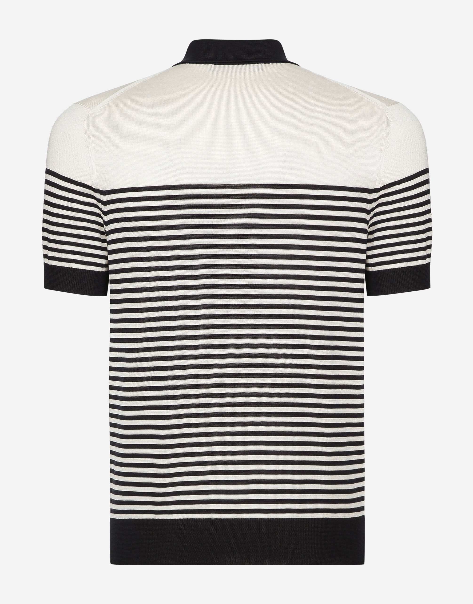 Striped silk polo-shirt with DG patch - 2