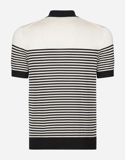 Dolce & Gabbana Striped silk polo-shirt with DG patch outlook