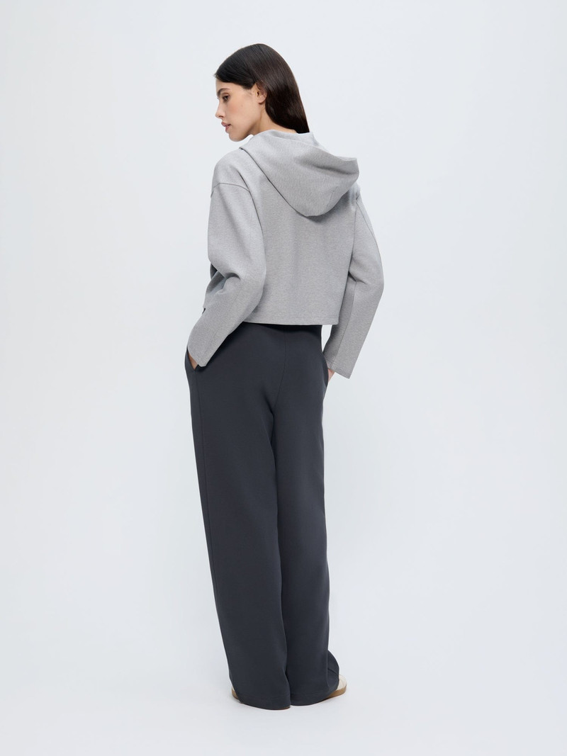 Womens Double Jersey Pleated Trousers - Smoked Black 5