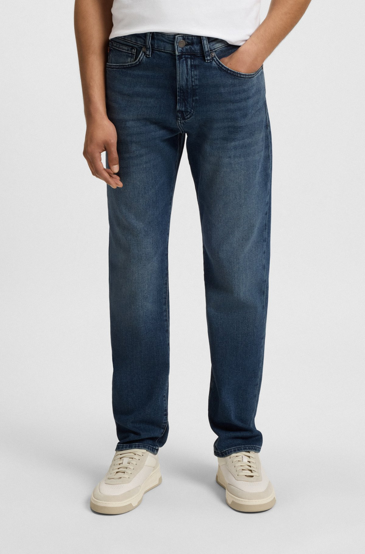 REGULAR-FIT JEANS IN MID-BLUE COMFORT-STRETCH DENIM - 2