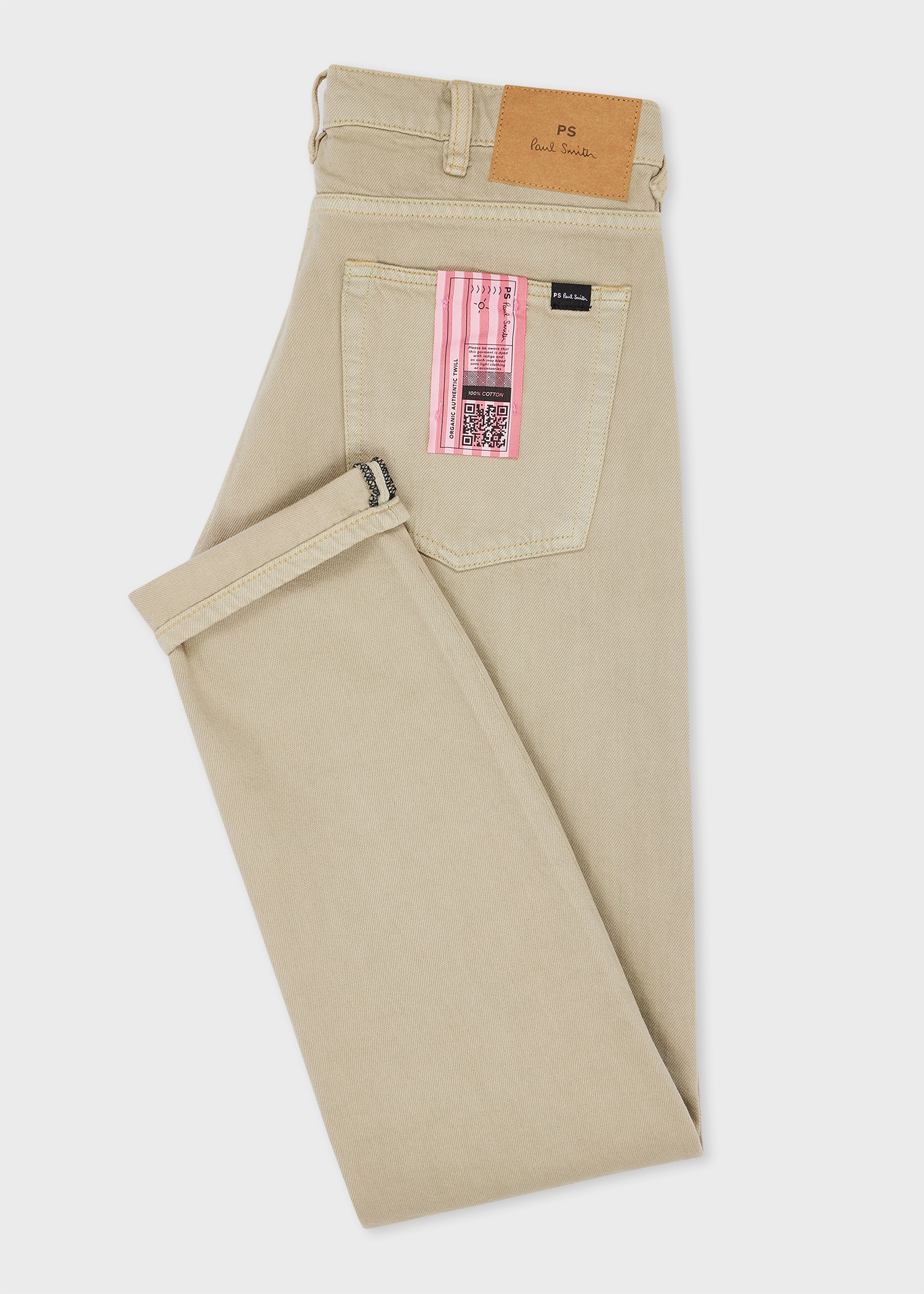 Tapered-Fit Beige Bleached Denim Jeans - 2