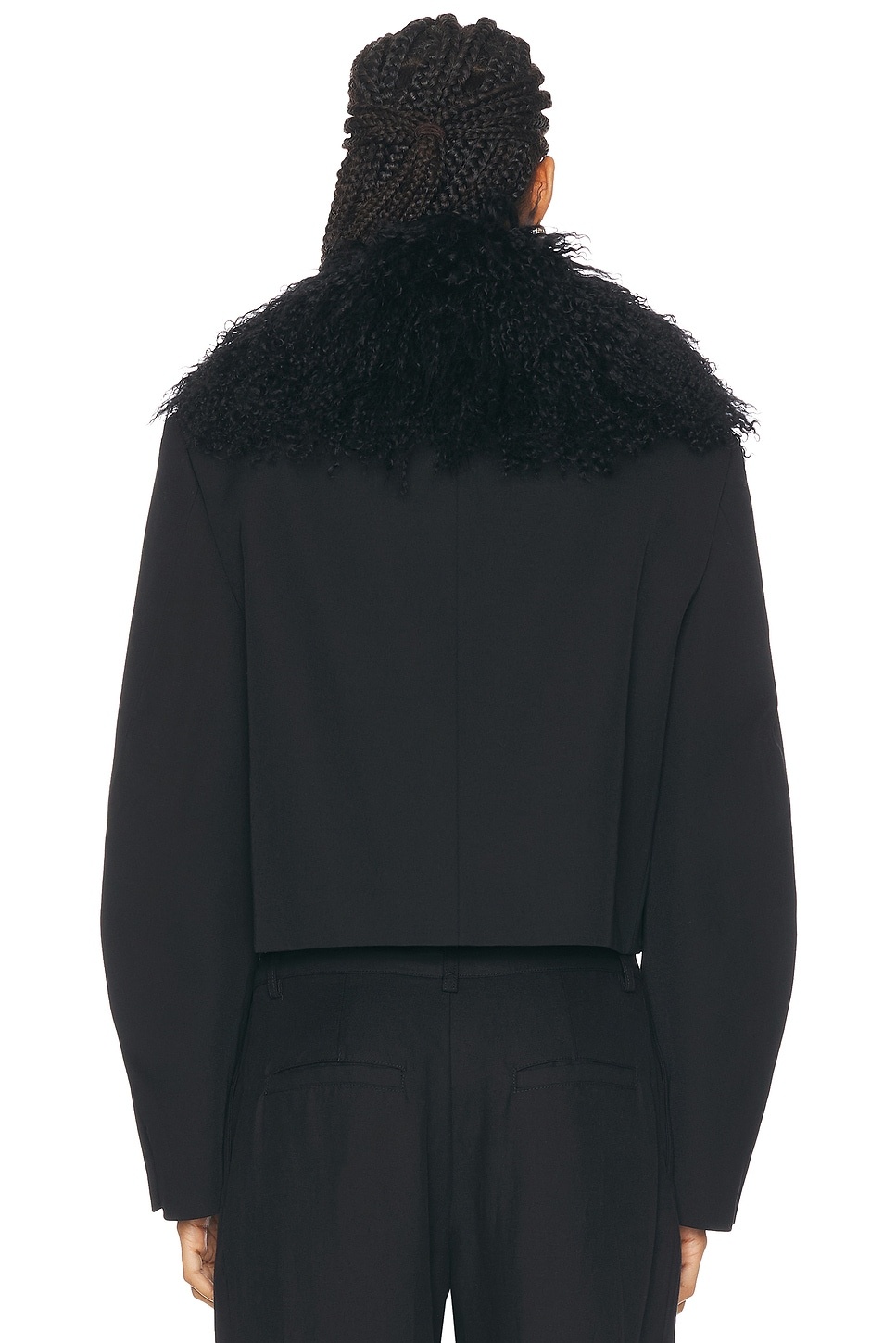 Faux Fur Collar Cropped Blazer - 4