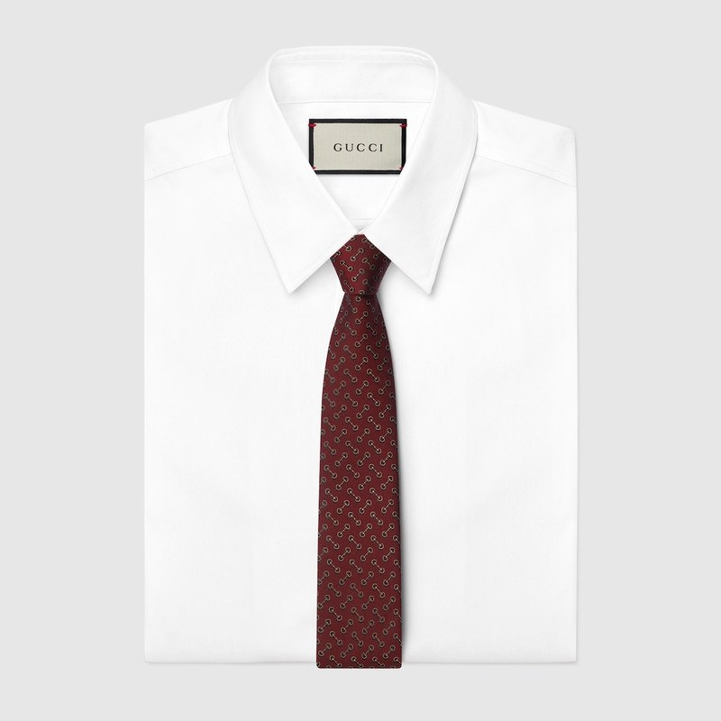 GUCCI Horsebit silk jacquard tie outlook
