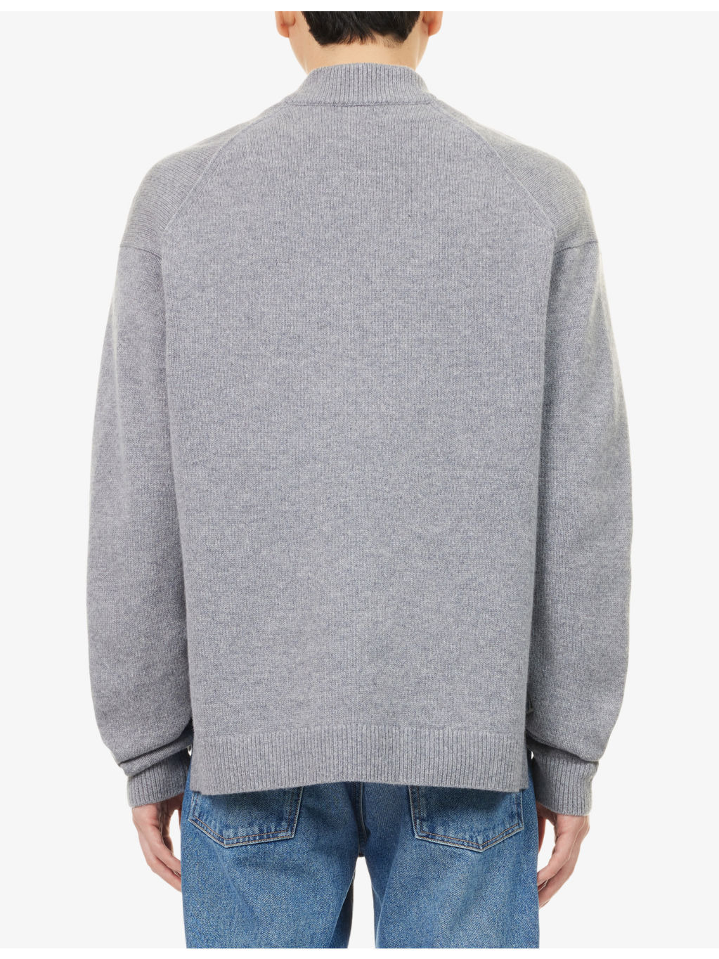 V-Neck Embroidered-Logo Wool Cardigan - 4
