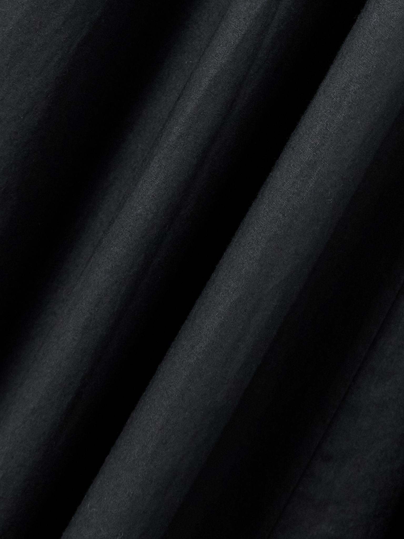 Quinn tie-detailed shirred organic cotton-poplin midi dress Black - 4