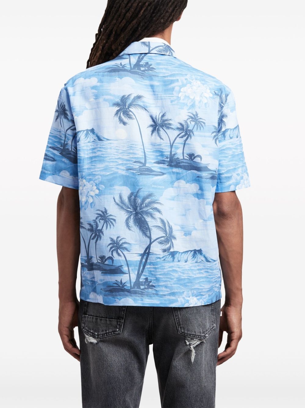 Sunset-print linen-blend shirt - 5