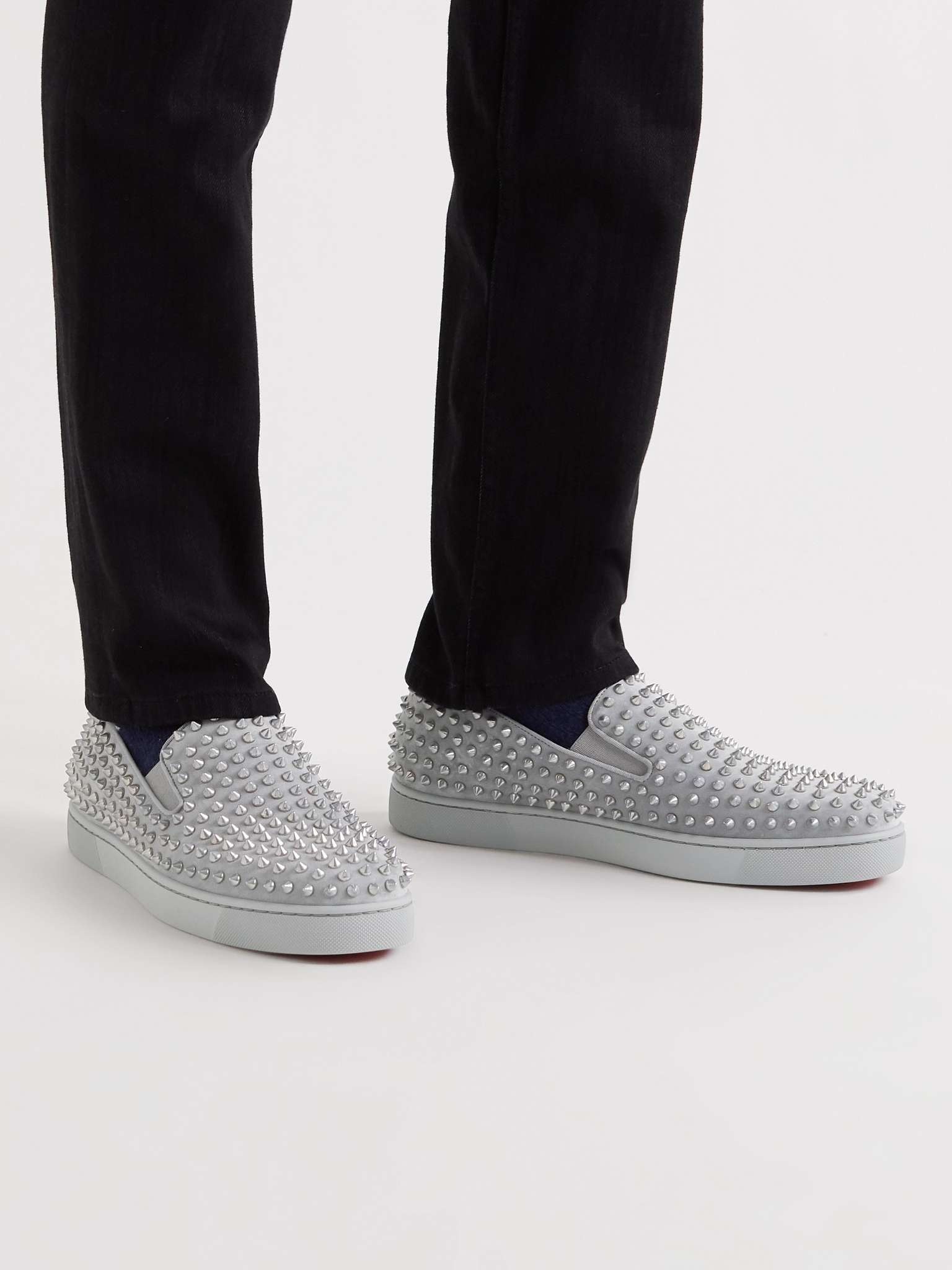 Roller-Boat Spiked Suede Slip-On Sneakers - 2