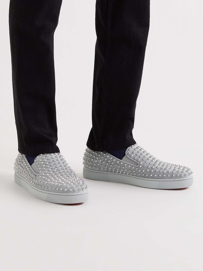 Christian Louboutin Roller-Boat Spiked Suede Slip-On Sneakers outlook